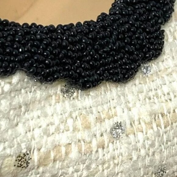 Aperlai Paris by Lanvin Italian Silk White Tweed Beaded Fringe Pump Heels Size 7 - Picture 5 of 8